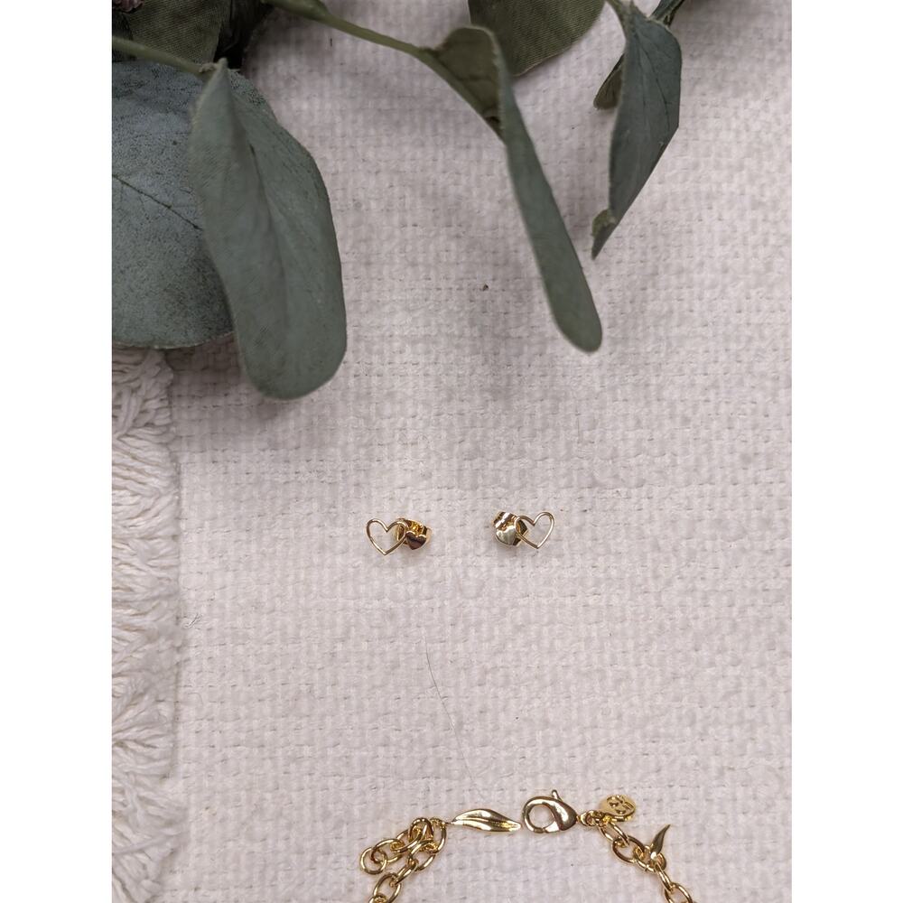 Gorjana Heart Earring and Spike Bracelet Set in Gold - Picture 2 of 4